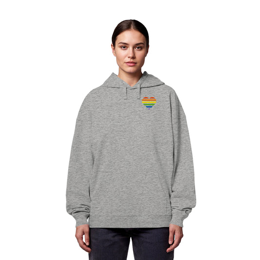 Organic Oversize Hoodie - Pride Flag Herz Stick