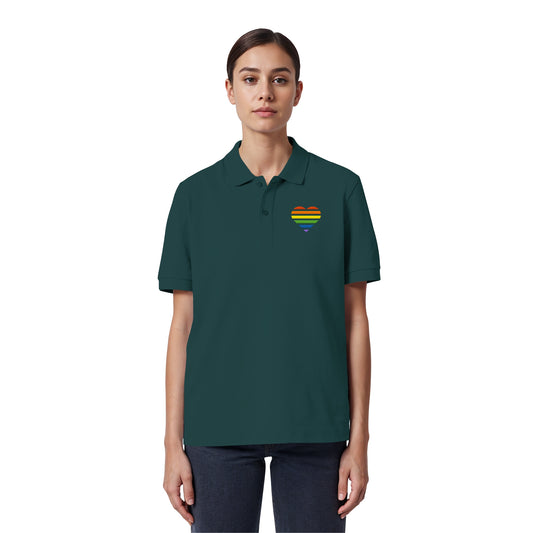 Organic Poloshirt - Pride Flag Herz Stick