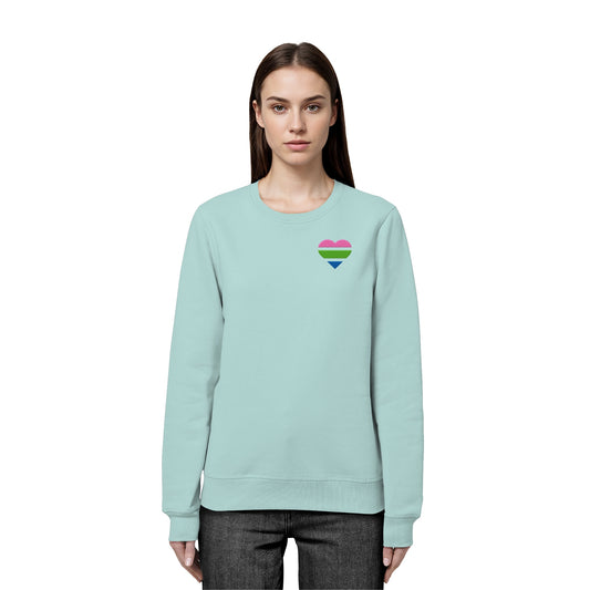 Organic Basic Sweatshirt - Polysexual Flag Herz Stick