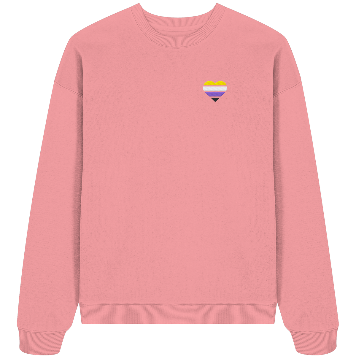 Organic Oversize Sweatshirt mit Herz Stick - Nonbinary