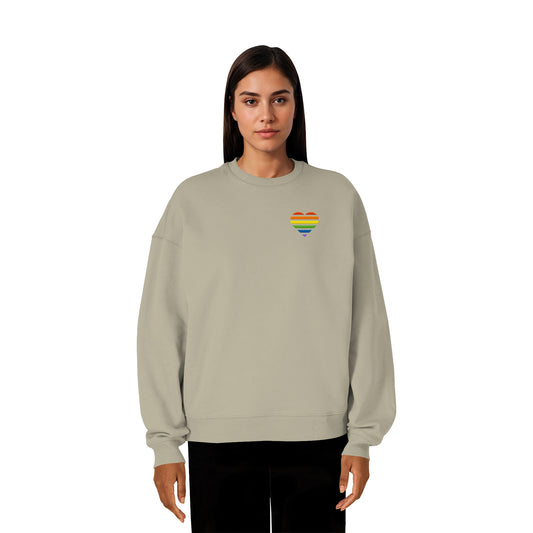 Organic Oversize Sweatshirt - Pride Flag Herz Stick