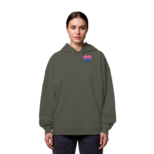 Organic Oversize Hoodie - Bisexual Flag Herz Stick