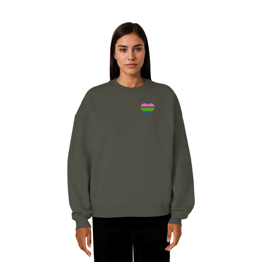 Organic Oversize Sweatshirt - Polysexual Flag Herz Stick