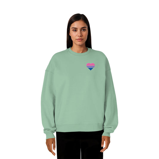 Organic Oversize Sweatshirt - Bisexual Flag Herz Stick