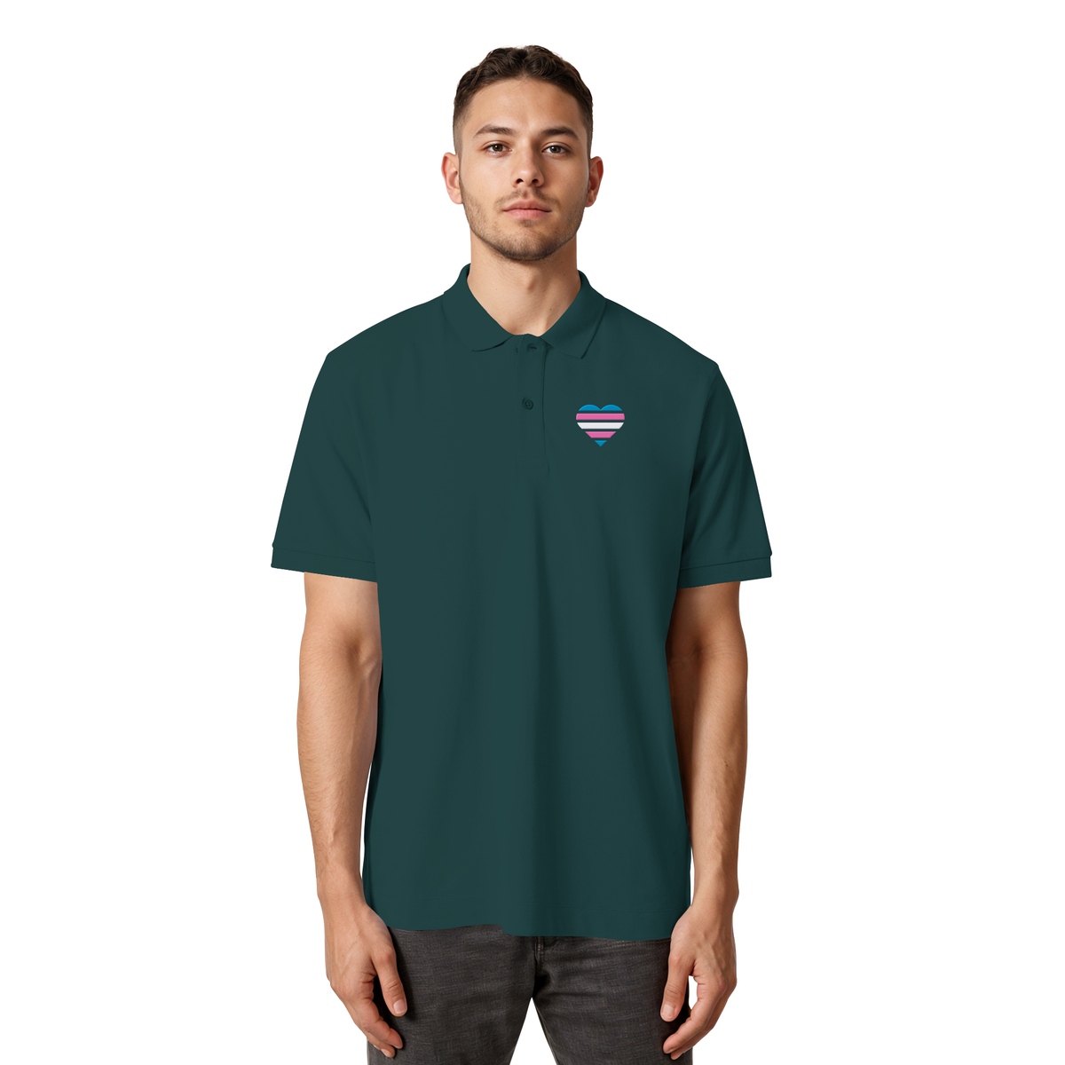 Organic Poloshirt mit Herz Stick - Trans
