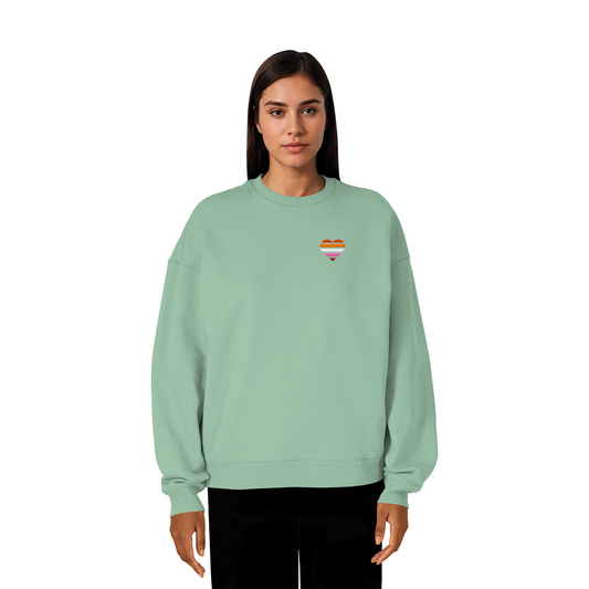 Organic Oversize Sweatshirt - Lesbian Flag Herz Stick