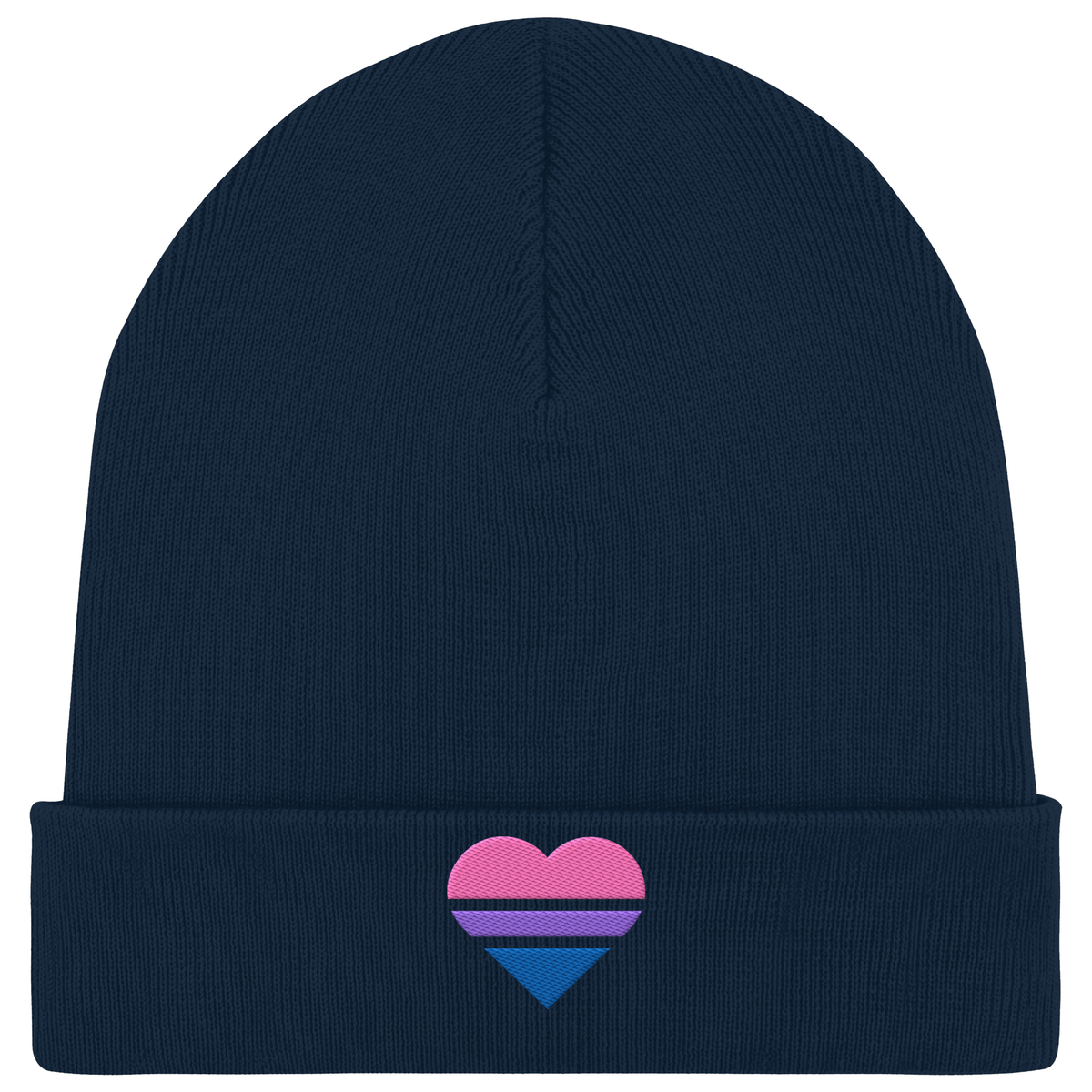 Organic Rib Beanie mit Herz Stick - Bisexual