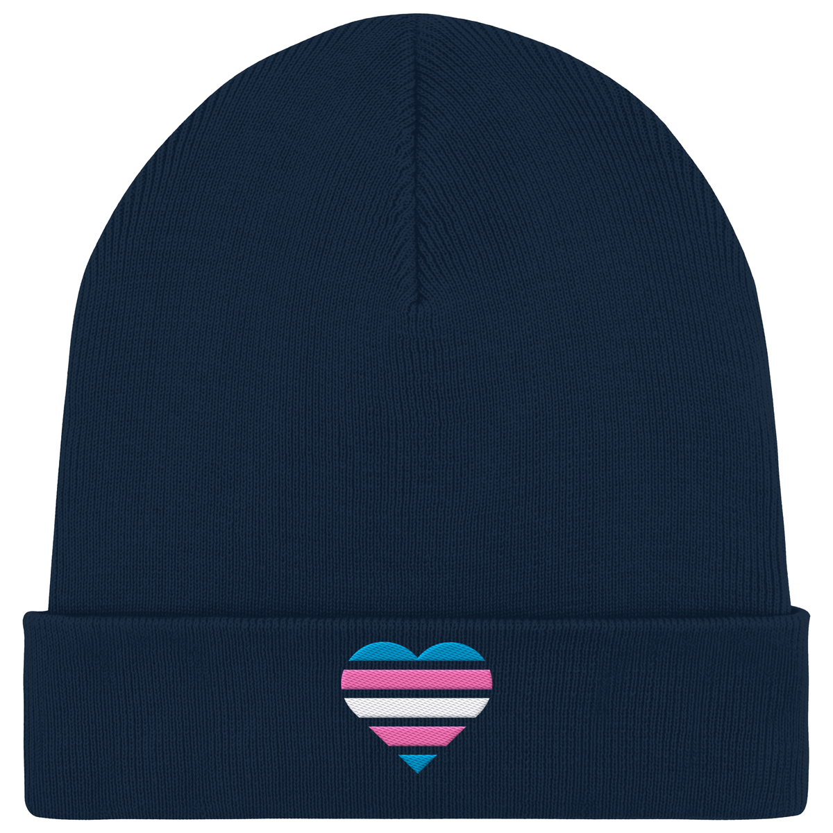 Organic Rib Beanie mit Herz Stick - Trans