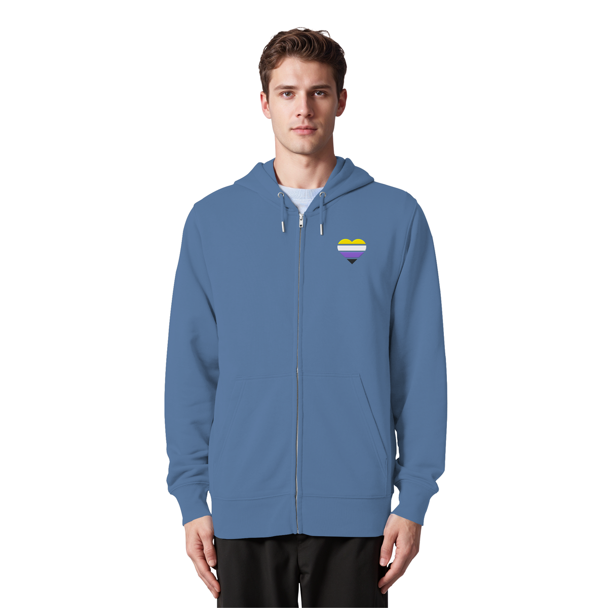 Organic Zipper mit Herz Stick - Nonbinary