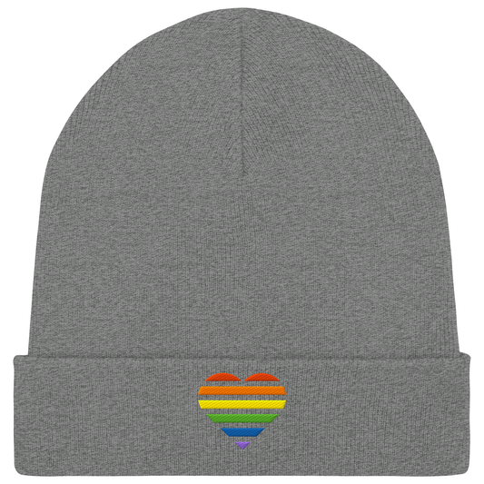 Organic Rib Beanie - Pride Flag Herz Stick