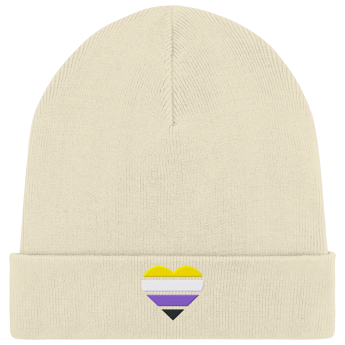 Organic Rib Beanie mit Herz Stick - Nonbinary