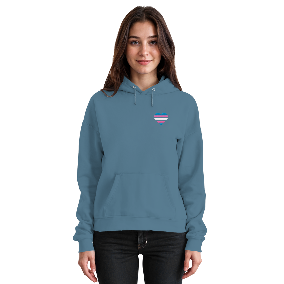 Basic Hoodie mit Herz Stick - Trans