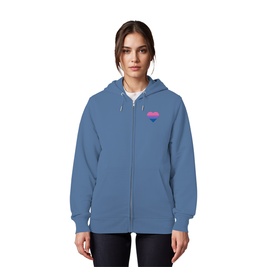 Organic Zipper - Bisexual Flag Herz Stick