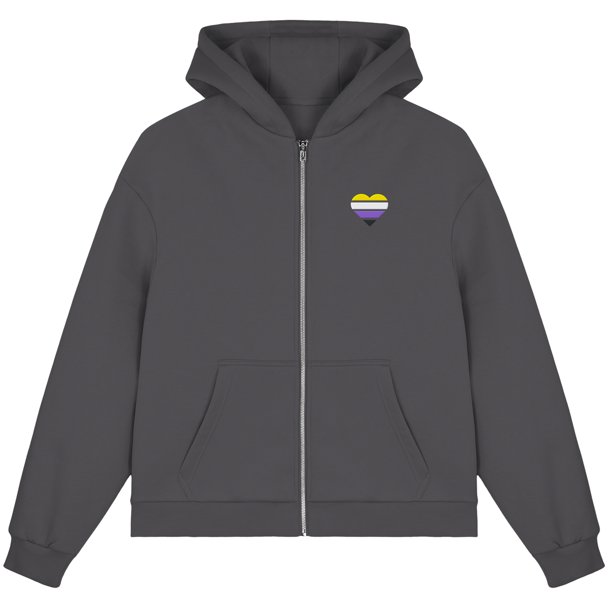 Fluffy Boxcut Zipper mit Herz Stick - Nonbinary