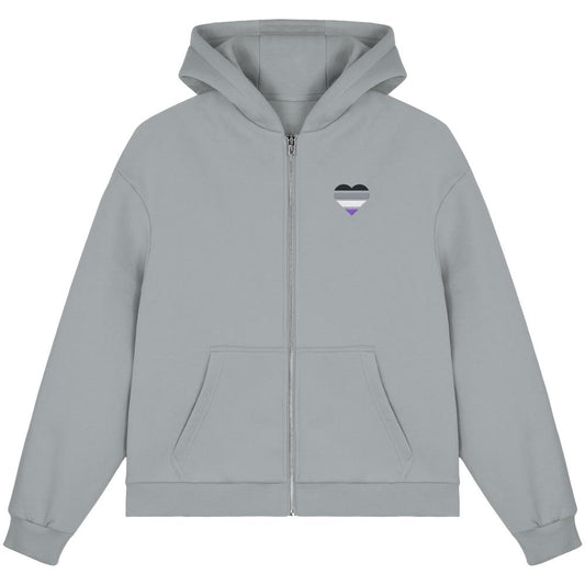 Fluffy Boxcut Zipper mit Herz Stick - Asexual