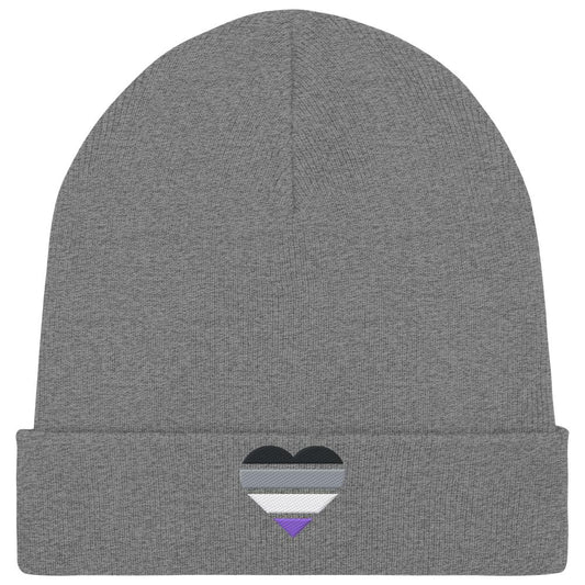 Organic Rib Beanie mit Herz Stick - Asexual