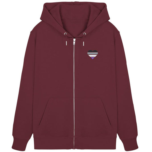 Organic Zipper mit Herz Stick - Asexual
