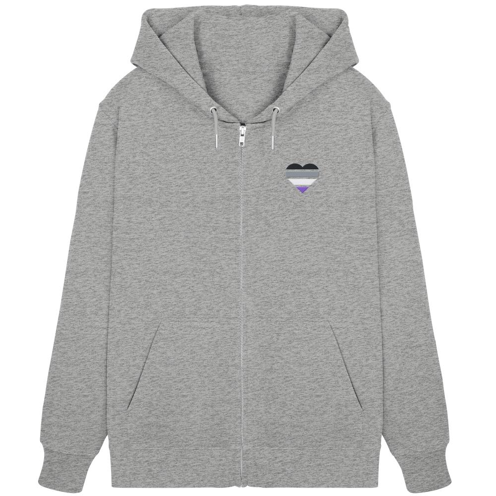 Organic Zipper mit Herz Stick - Asexual