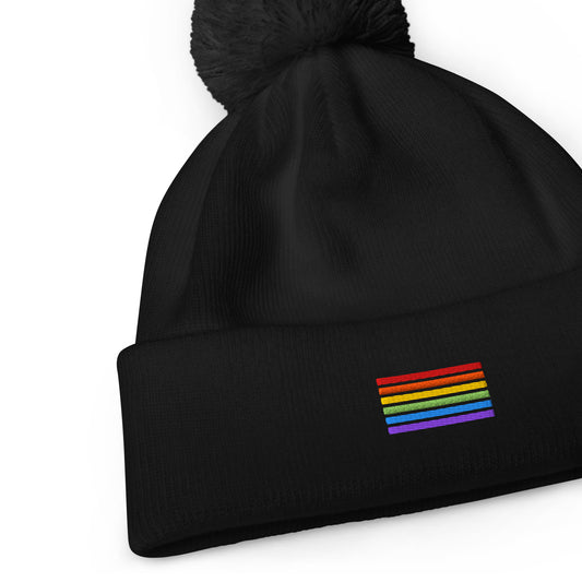 Bommel-Beanie – Pride Flag Patch