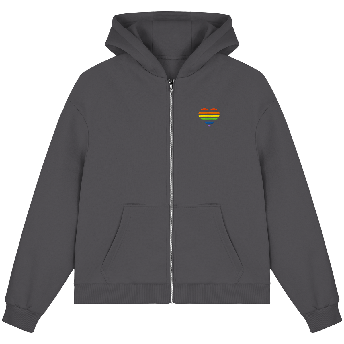 Fluffy Boxcut Zipper mit Herz Stick - Pride
