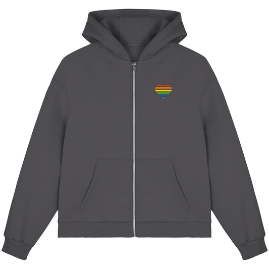 Fluffy Boxcut Zipper - Pride Flag Herz Stick