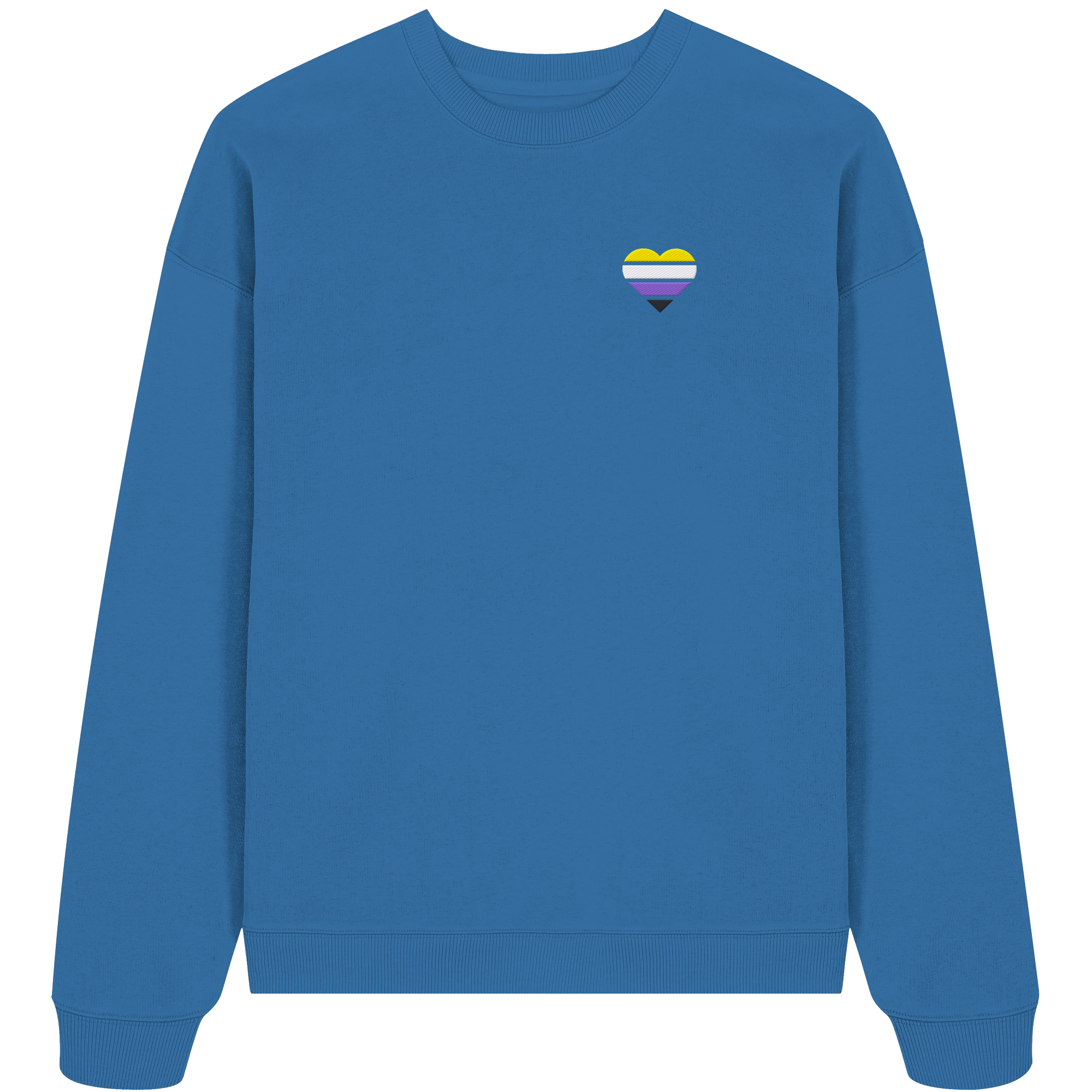 Organic Oversize Sweatshirt - Nonbinary Flag Herz Stick