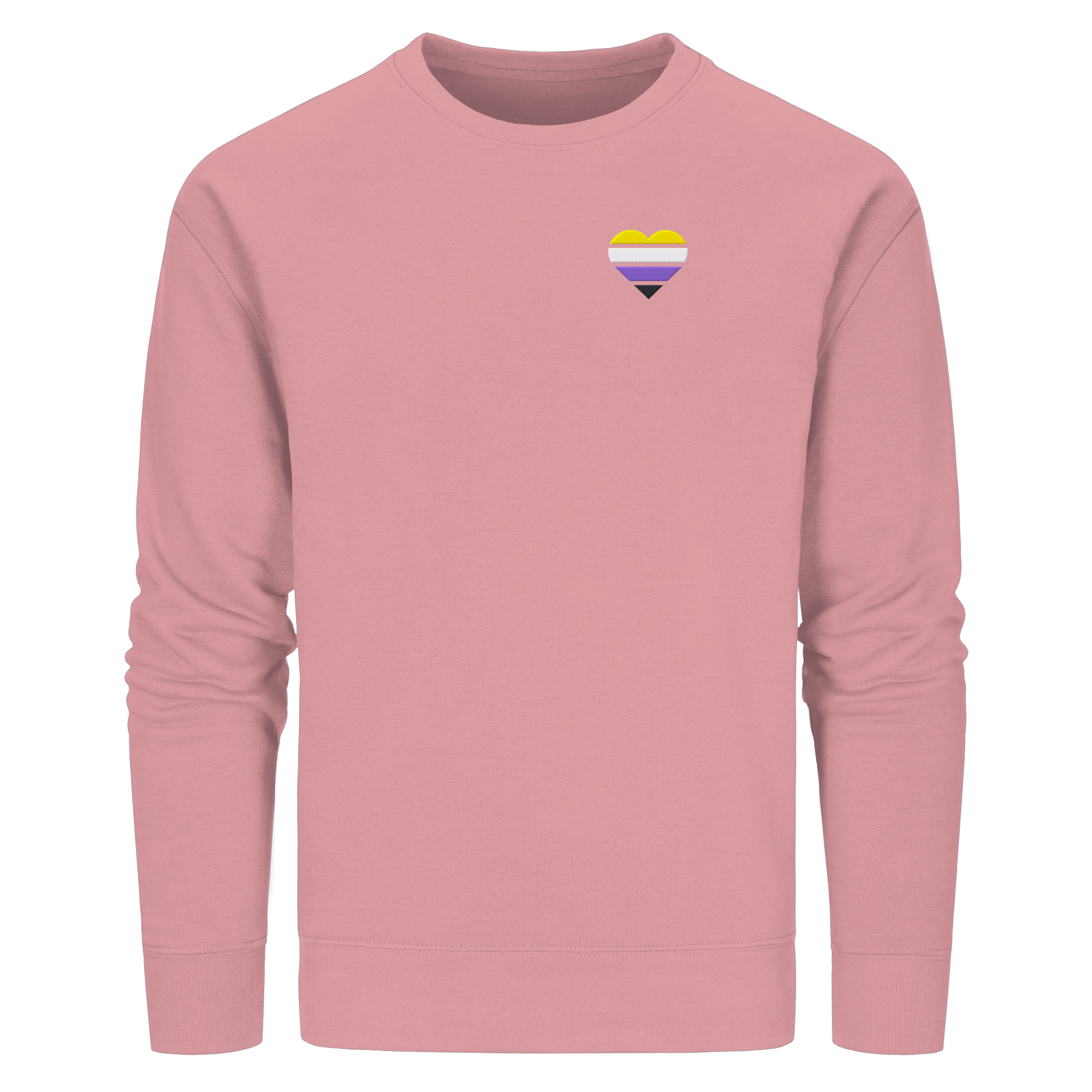 Organic Basic Sweatshirt - Nonbinary Flag Herz Stick
