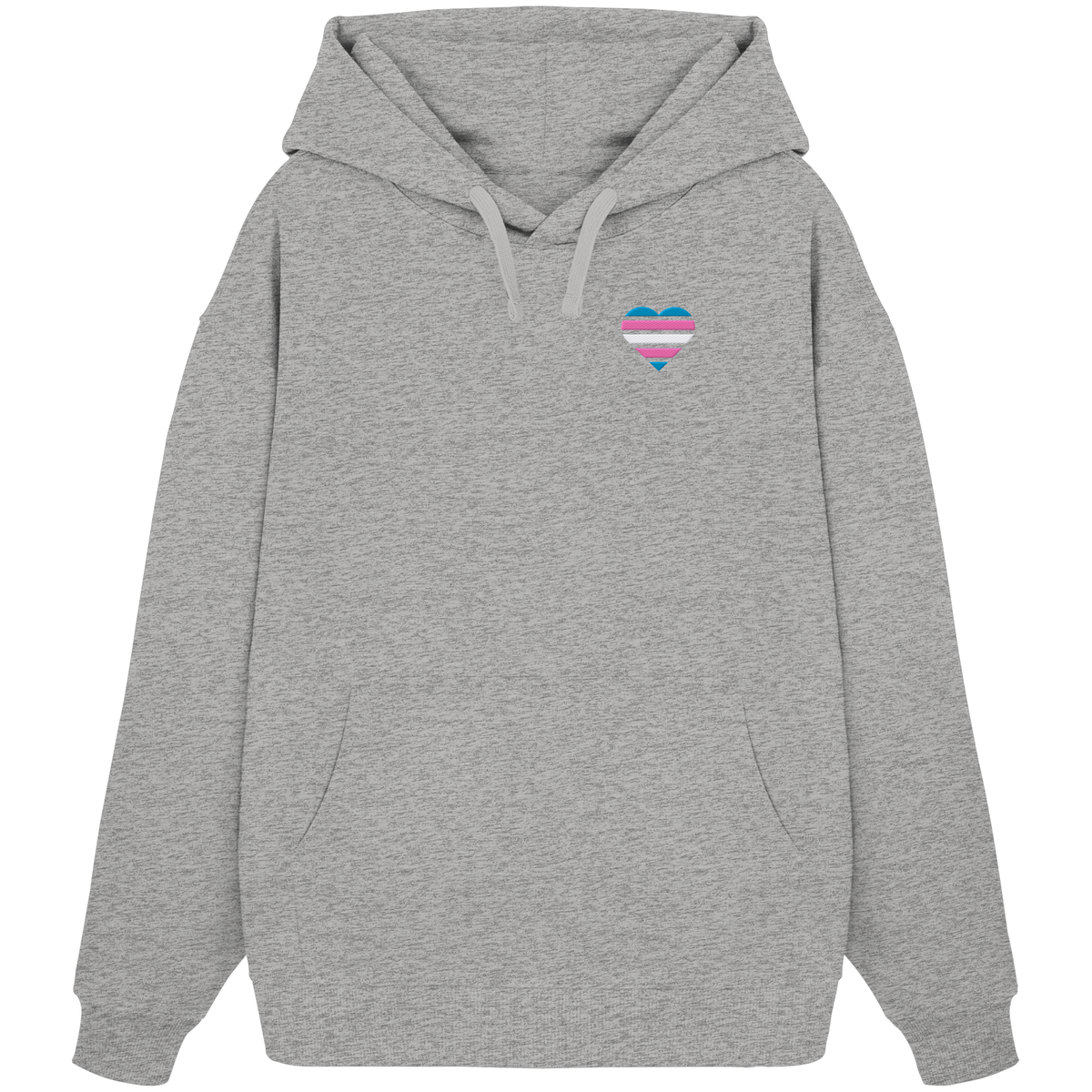 Organic Oversize Hoodie mit Herz Stick - Trans