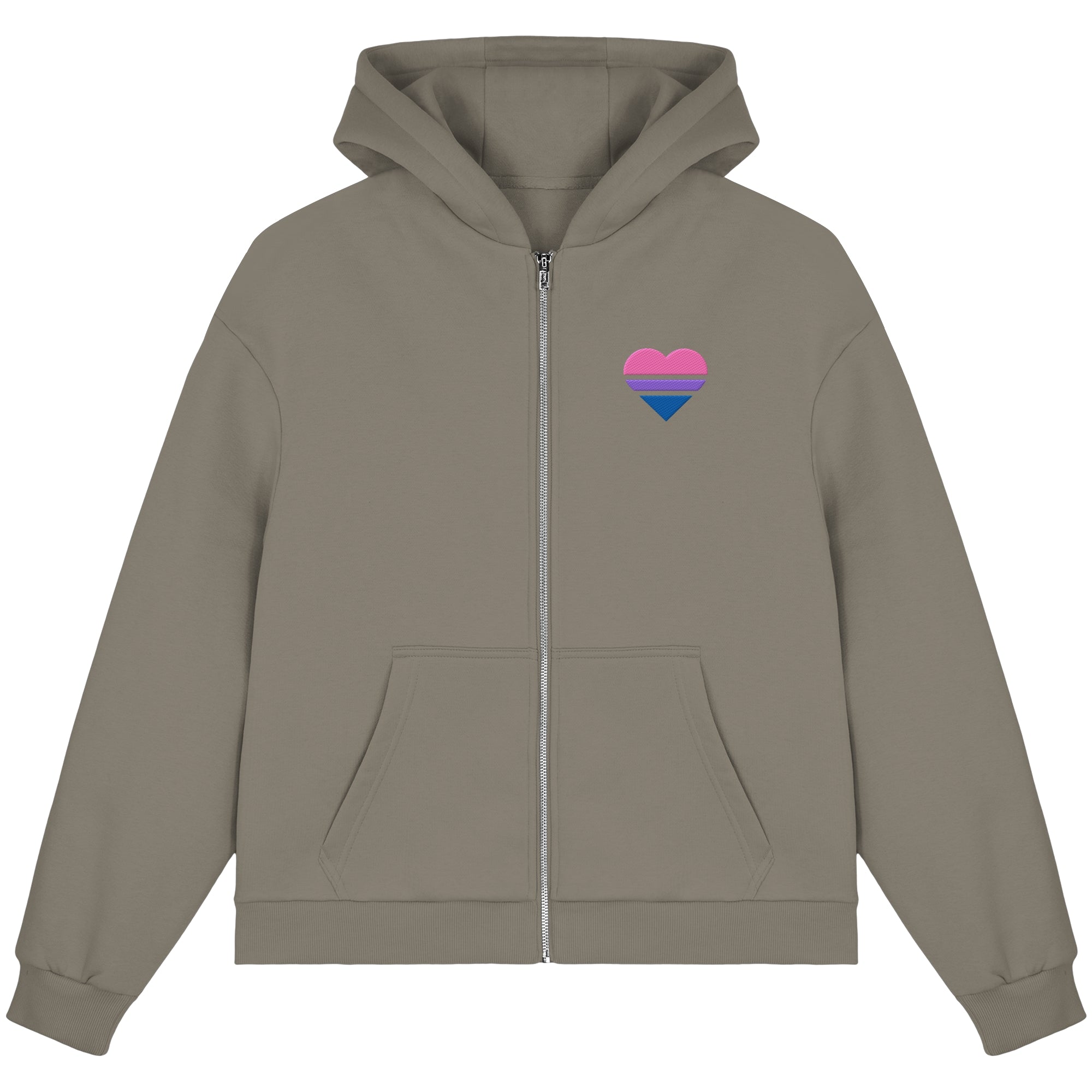 Fluffy Boxcut Zipper - Bisexual Flag Herz Stick
