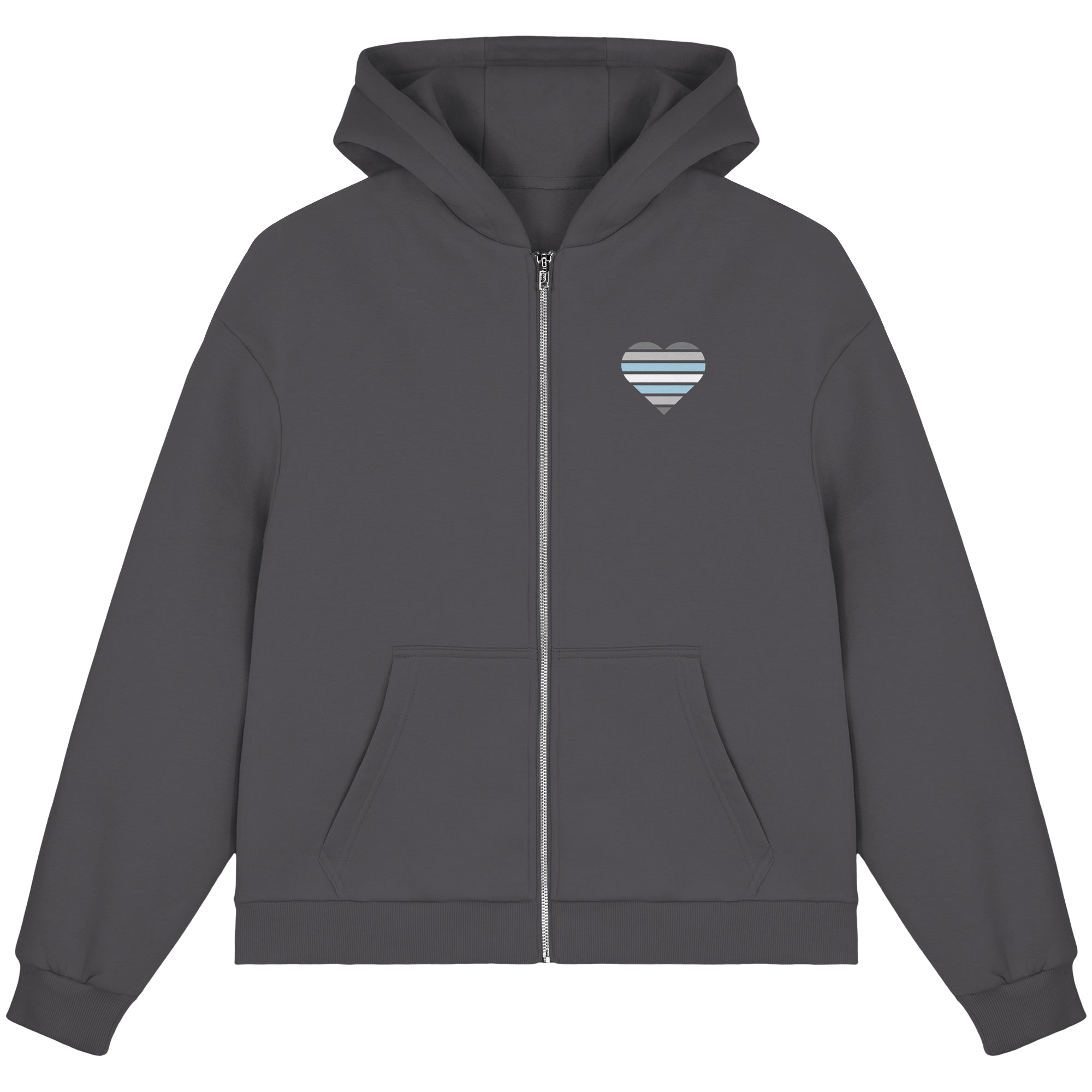 Fluffy Boxcut Zipper - Demiboy Flag Herz Print