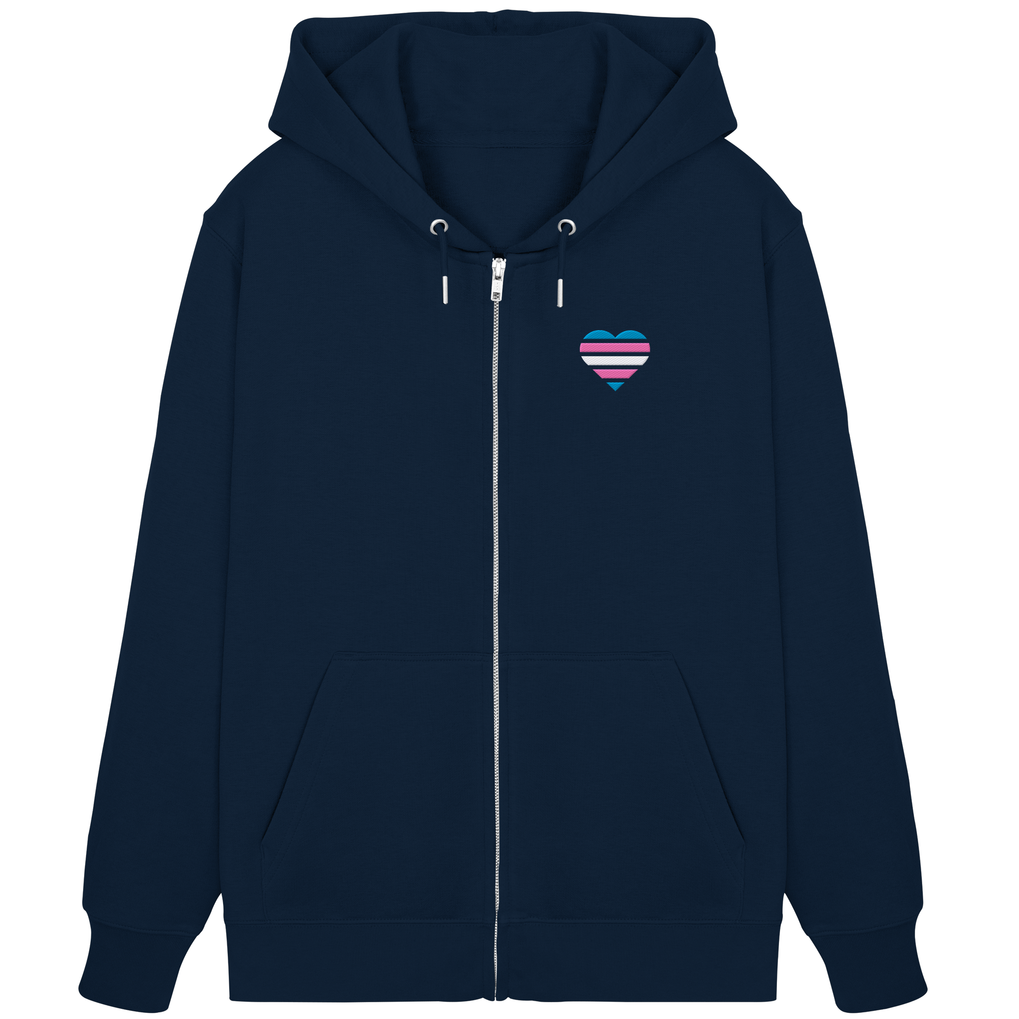 Organic Zipper - Trans Flag Herz Stick