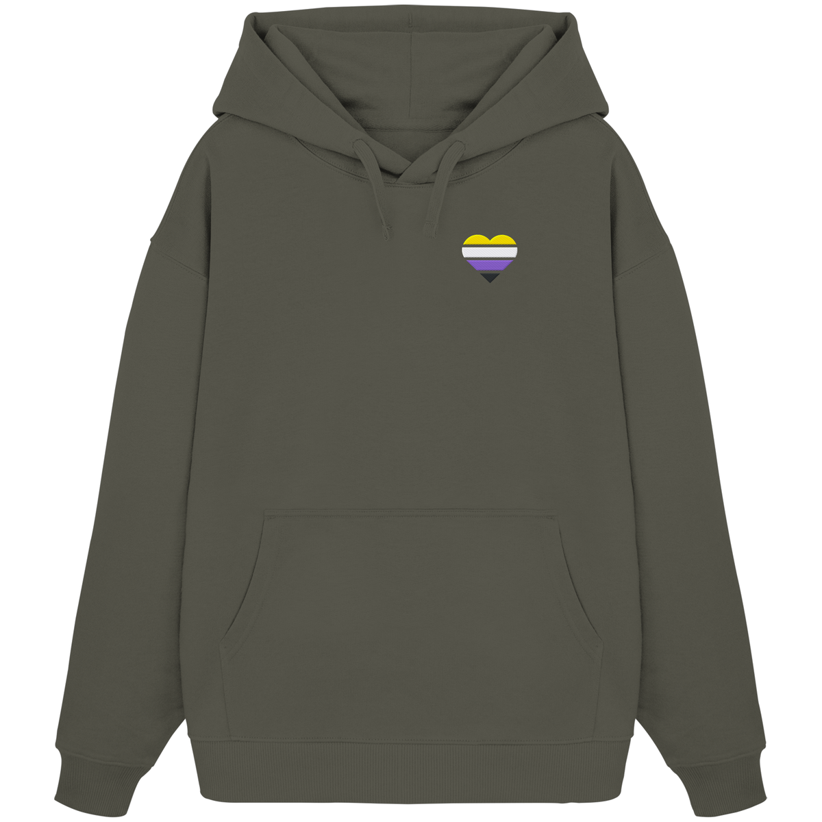 Organic Oversize Hoodie mit Herz Stick - Nonbinary