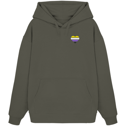 Organic Oversize Hoodie mit Herz Stick - Nonbinary