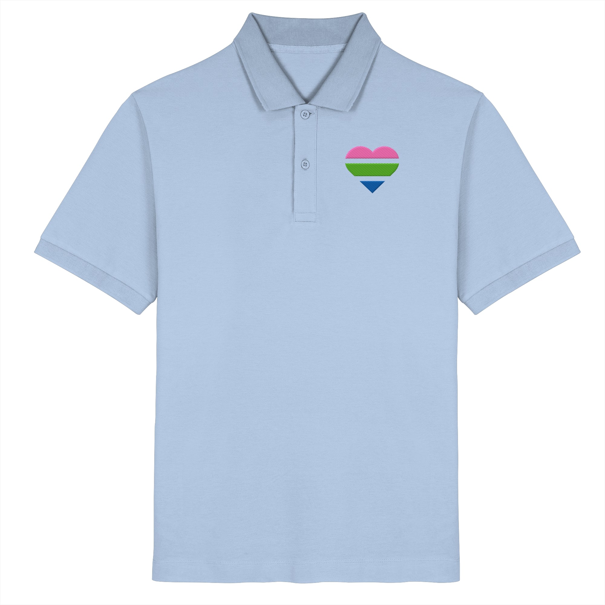 Organic Poloshirt - Polysexual Flag Herz Stick