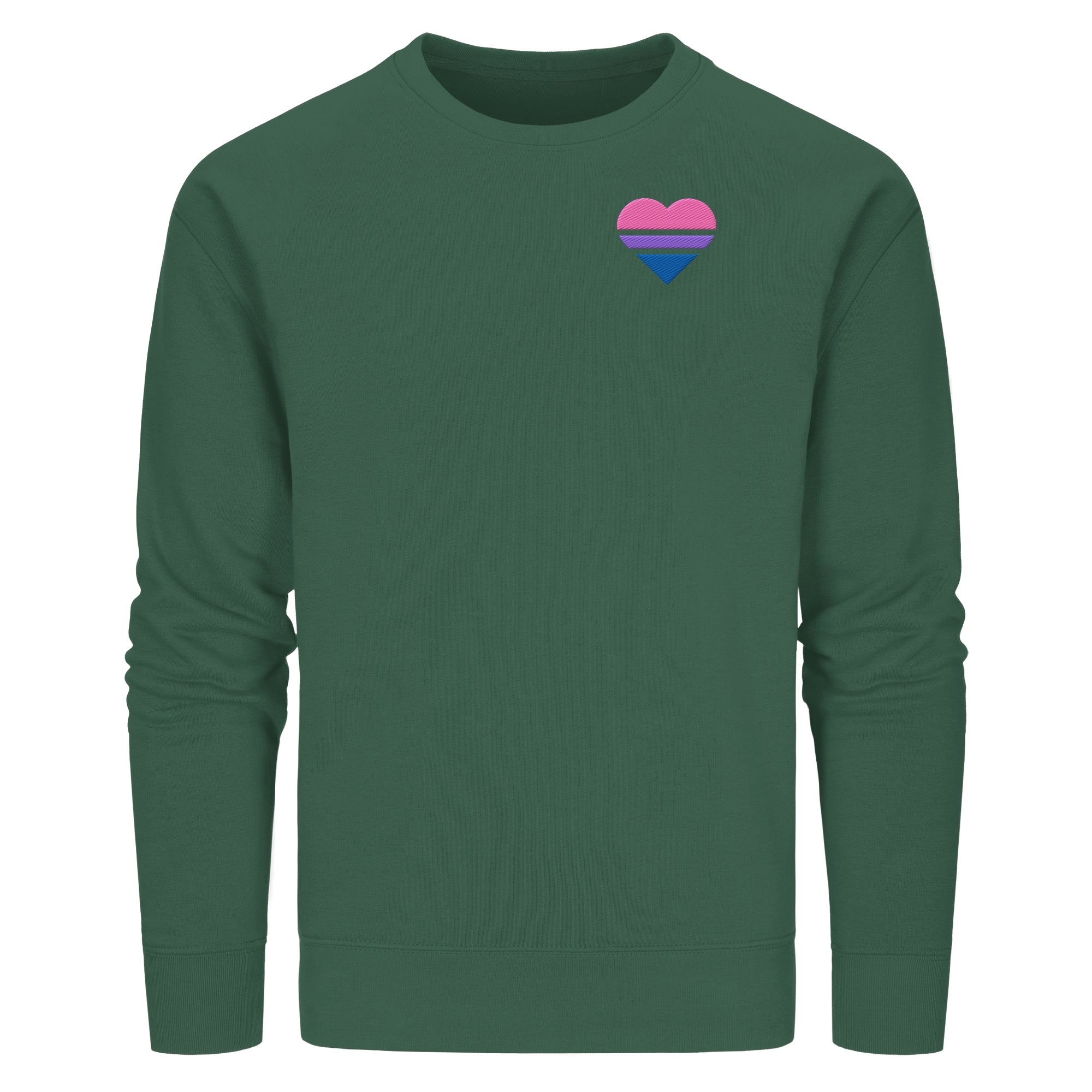 Organic Basic Sweatshirt - Bisexual Flag Herz Stick