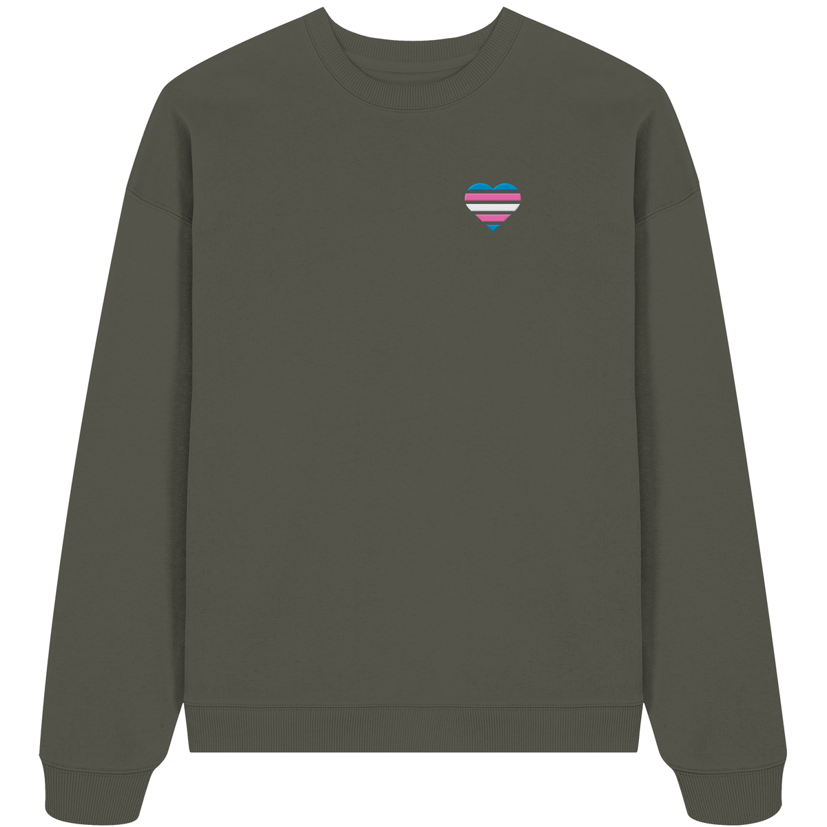 Organic Oversize Sweatshirt mit Herz Stick - Trans