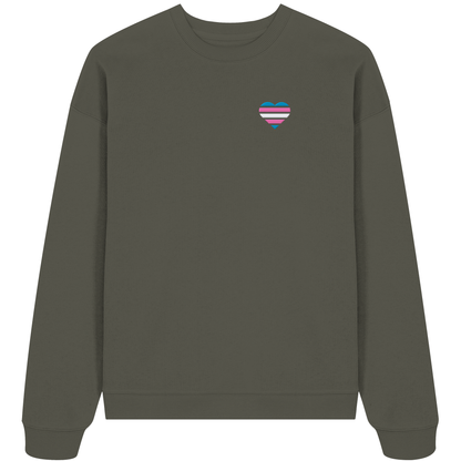 Organic Oversize Sweatshirt mit Herz Stick - Trans