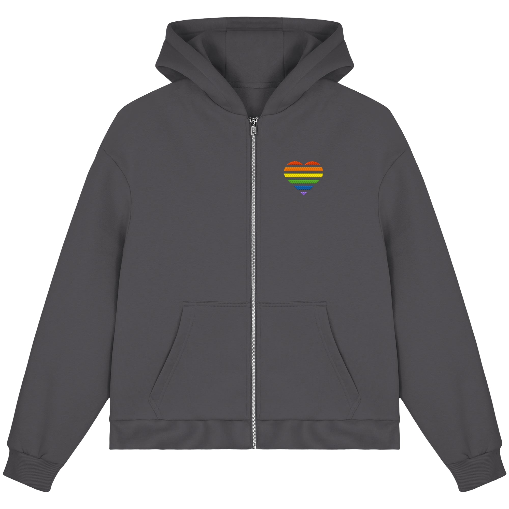 Fluffy Boxcut Zipper - Pride Flag Herz Stick