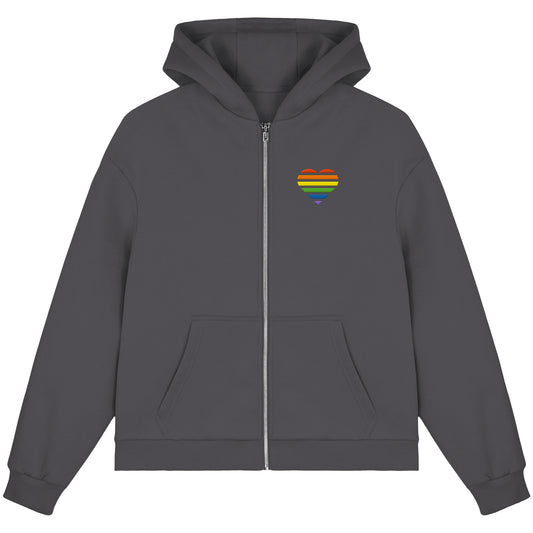 Fluffy Boxcut Zipper - Pride Flag Herz Stick