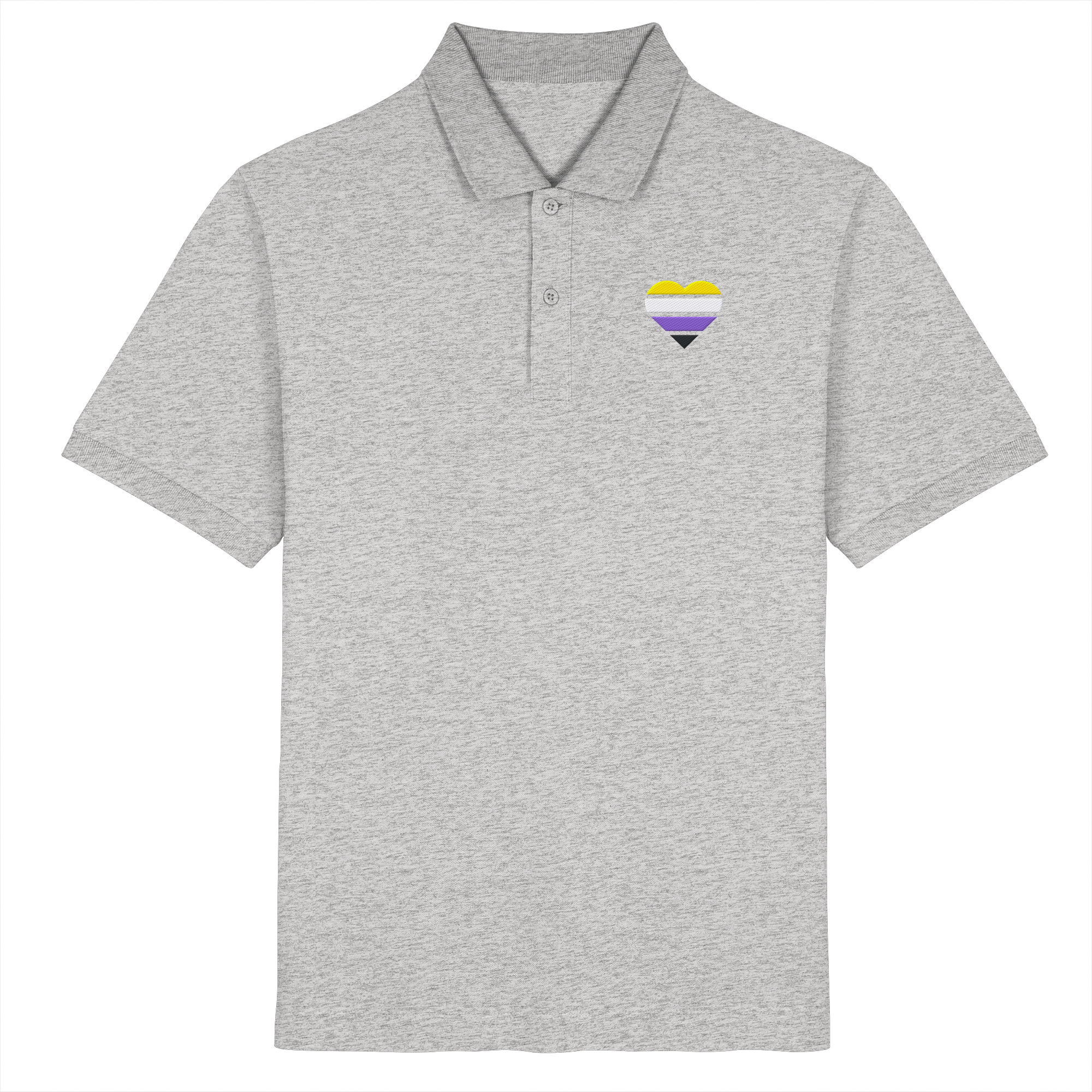 Organic Poloshirt - Nonbinary Flag Herz Stick