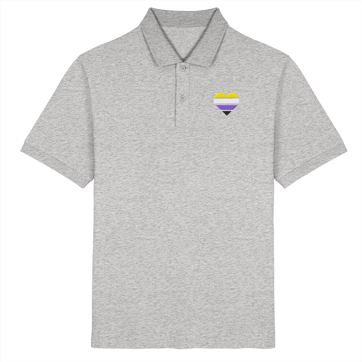 Organic Poloshirt mit Herz Stick - Nonbinary