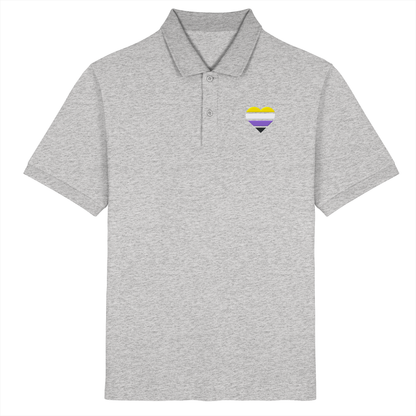 Organic Poloshirt mit Herz Stick - Nonbinary