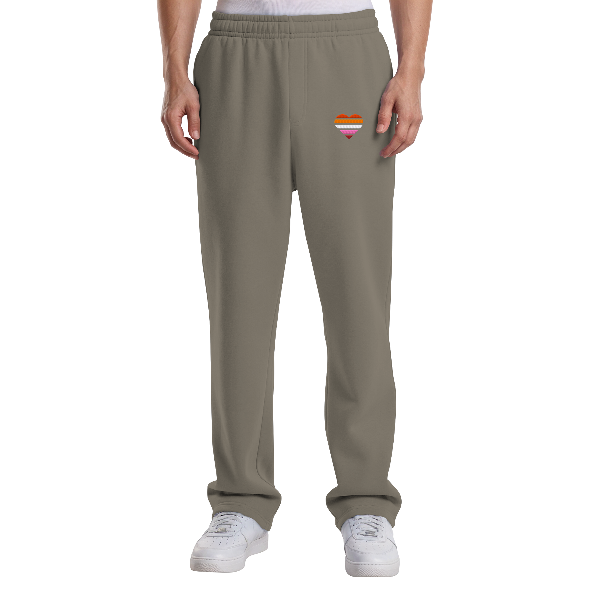 Fluffy Track Sweatpants - Lesbian Flag Herz Stick
