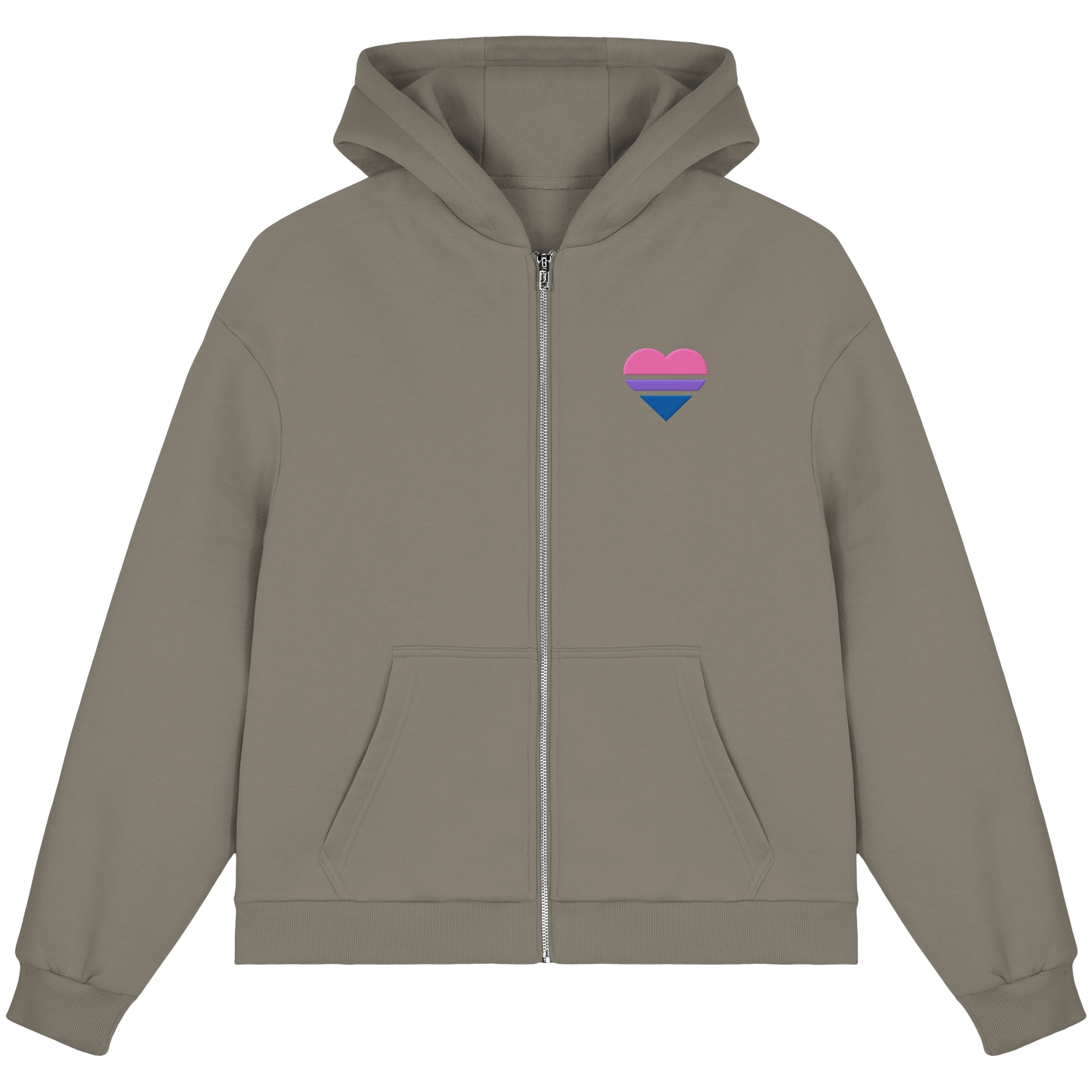Fluffy Boxcut Zipper - Bisexual Flag Herz Stick