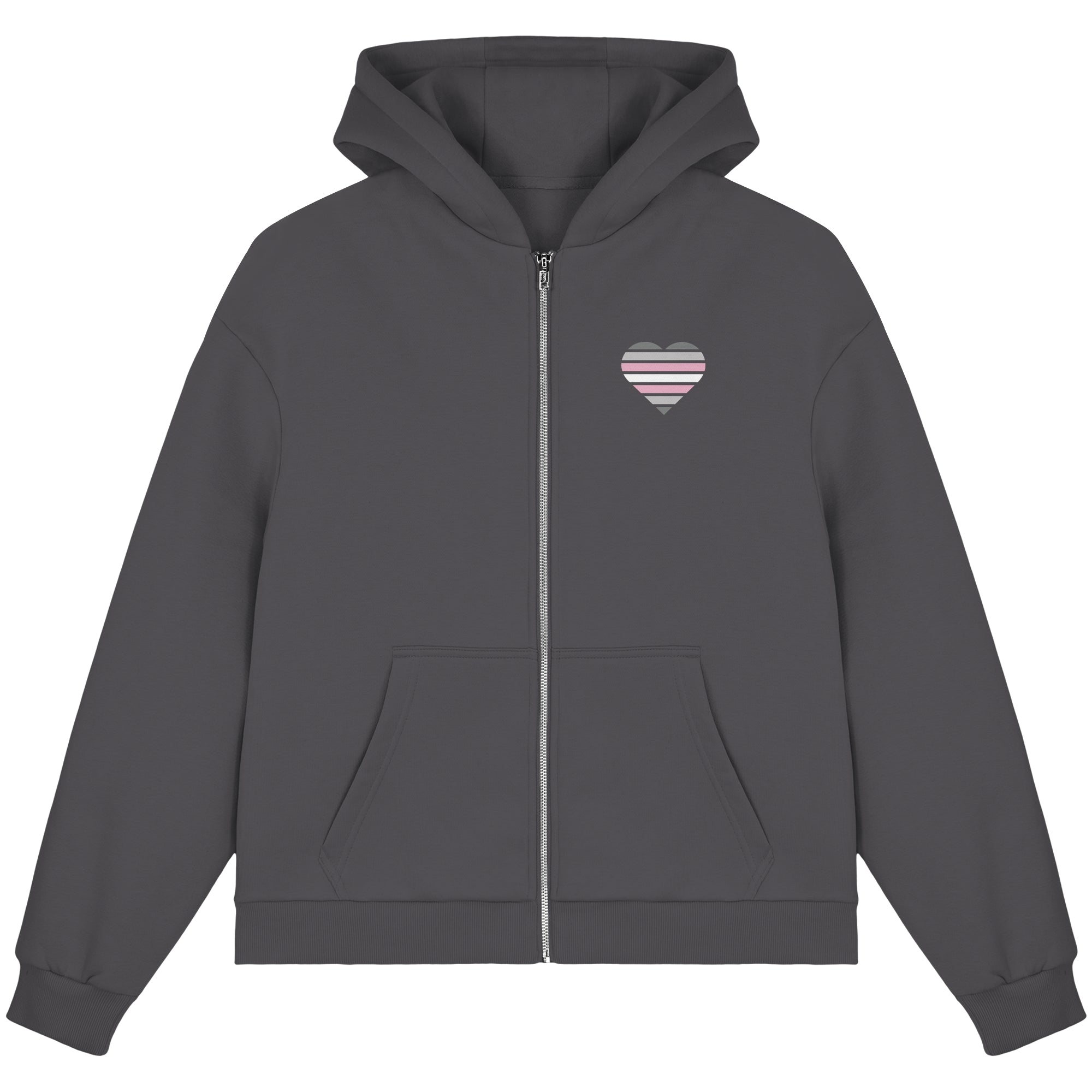 Fluffy Boxcut Zipper - Demigirl Flag Herz Print