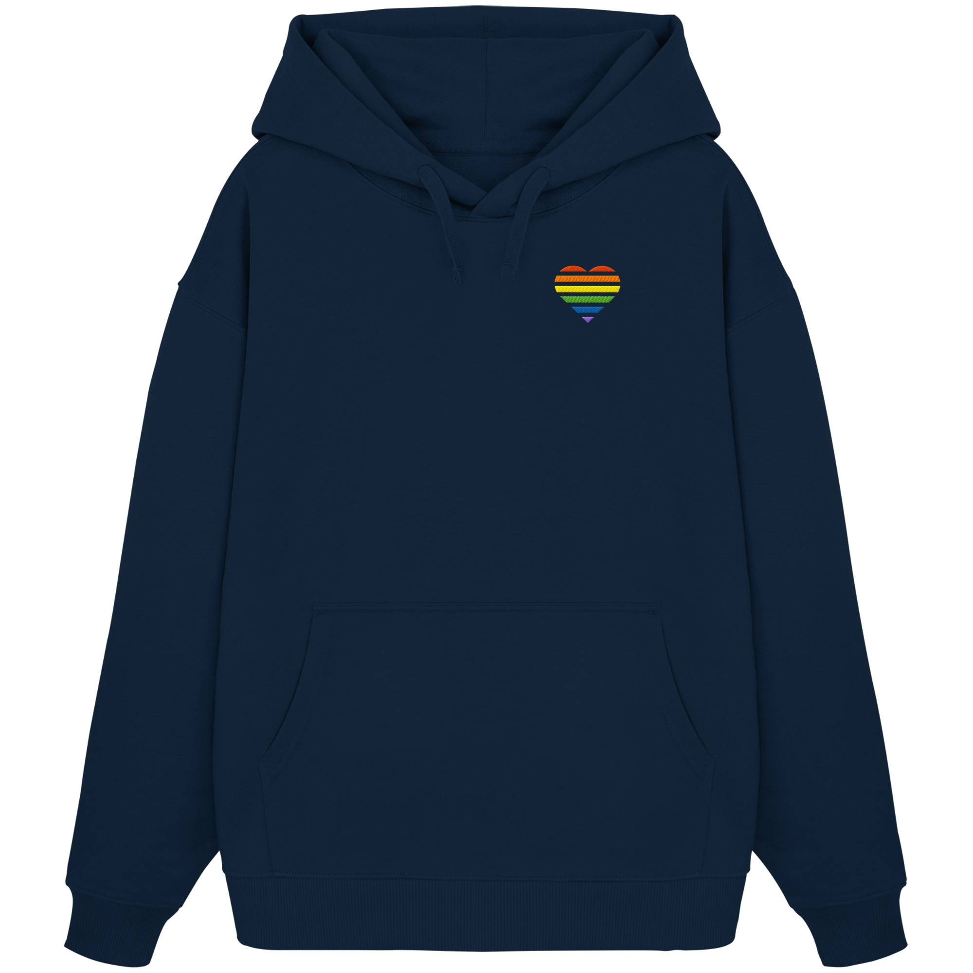 Organic Oversize Hoodie - Pride Flag Herz Stick
