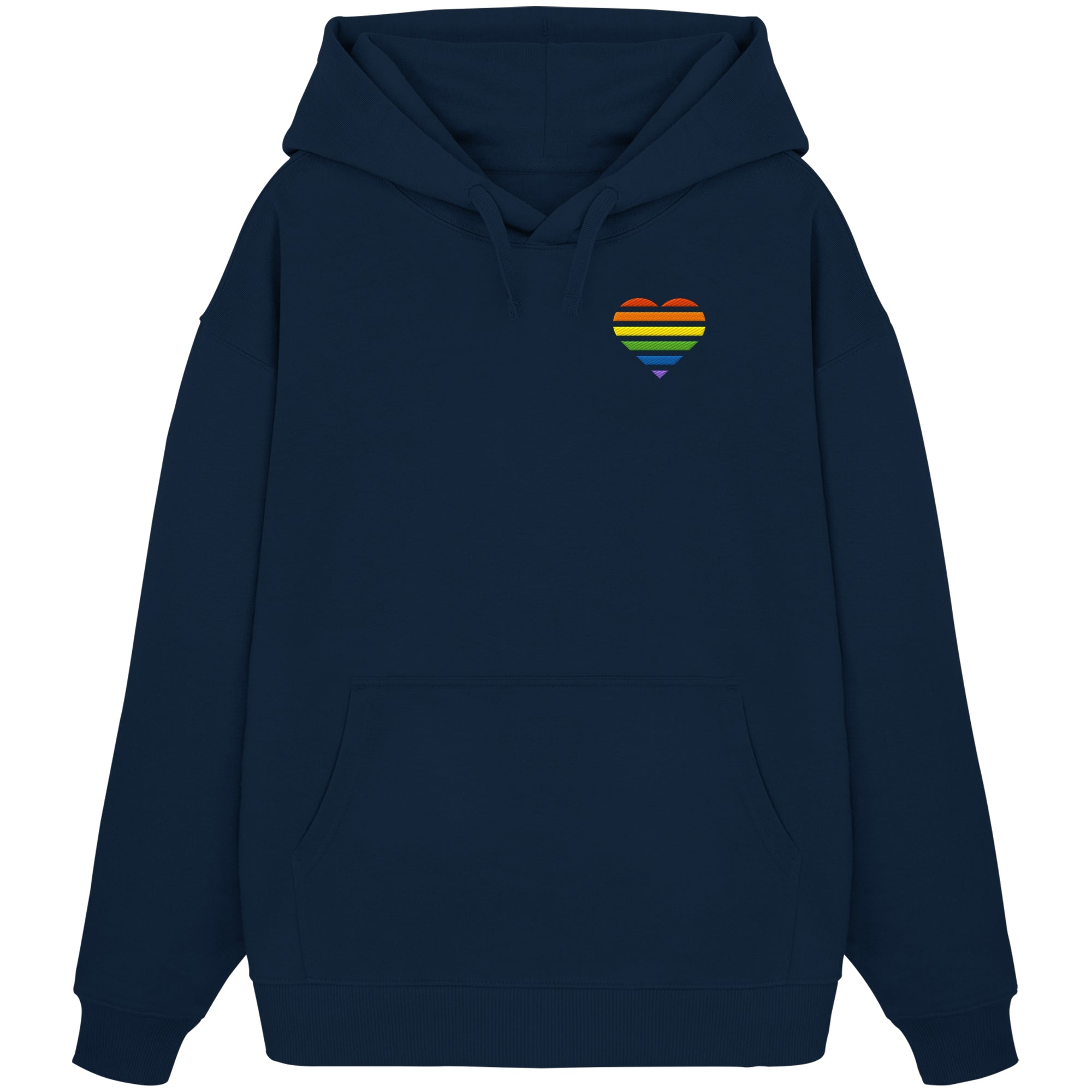 Organic Oversize Hoodie - Pride Flag Herz Stick