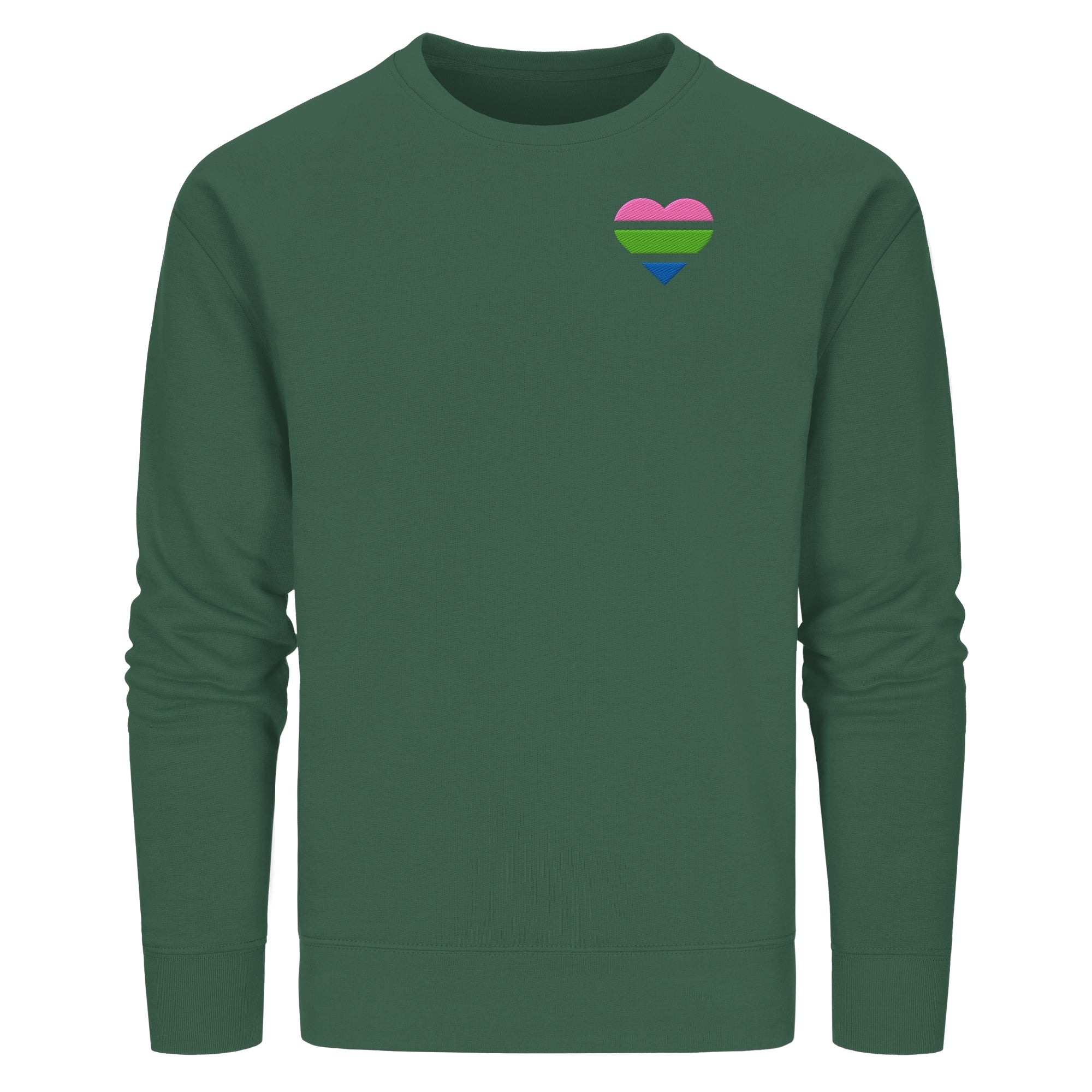 Organic Basic Sweatshirt - Polysexual Flag Herz Stick