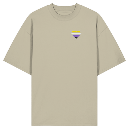 Organic Oversize Shirt mit Herz Stick - Nonbinary