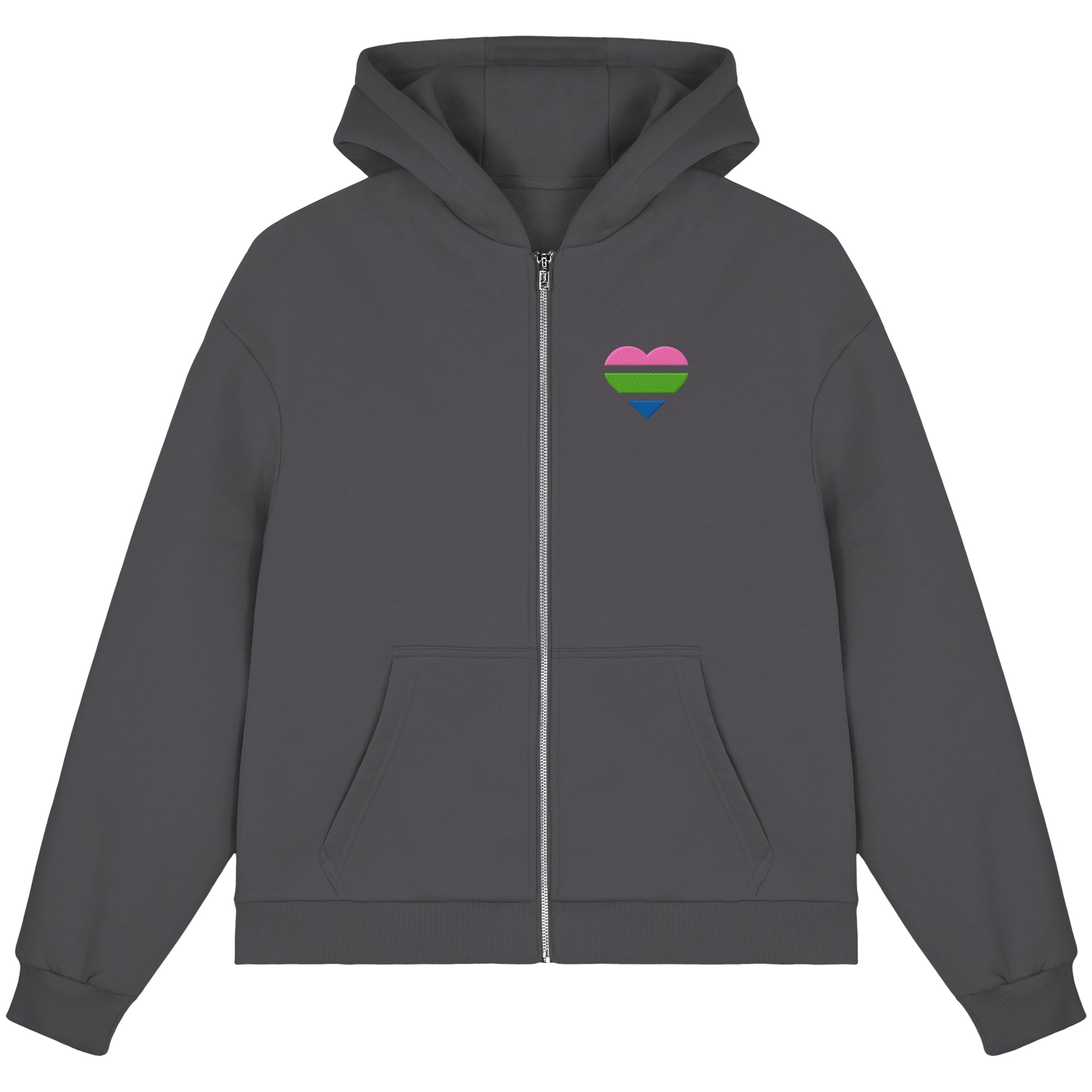 Fluffy Boxcut Zipper - Polysexual Flag Herz Stick